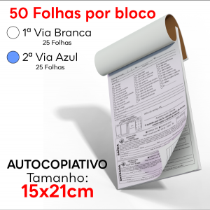 Blocos Autocopiativo - Médio - 15x21cm - 25 Folhas - 2 Vias Autocopiativo 1º Via = 54g e 2° Via 70g 15x21cm 4x0 Sem Revestimento Blocagem, Grampo e Picote 