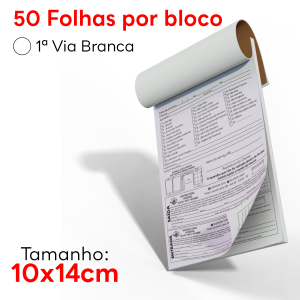Blocos - Pequeno 10x14cm - 50 Folhas - 1 Via Sulfite 75g 10x14cm 4x0 Sem Revestimento Blocagem, Grampo e Picote 